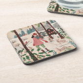 Jaar van de konijnenvrouw in de sneeuw bier onderzetter (Linkerzijde)