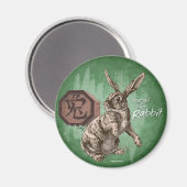 Jaar van de konijnenwijk Chinese Zodiac Art Magneet (Voorkant / Achterkant)