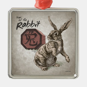Jaar van de konijnenwijk Chinese Zodiac Art Metalen Ornament