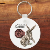 Jaar van de konijnenwijk Chinese Zodiac Art Sleutelhanger (Voorkant)