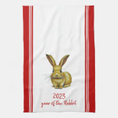 Jaar van de konijnenziekte Chinees Nieuwjaar 2023 Theedoek (Verticaal)