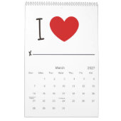 Jaar van de Liefde Elke Maand Kalender (Mar 2027)