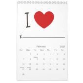 Jaar van de Liefde Elke Maand Kalender (Feb 2027)