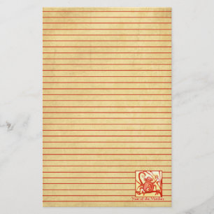 Jaar van de Monkey Waterverf Red Lined Briefpapier