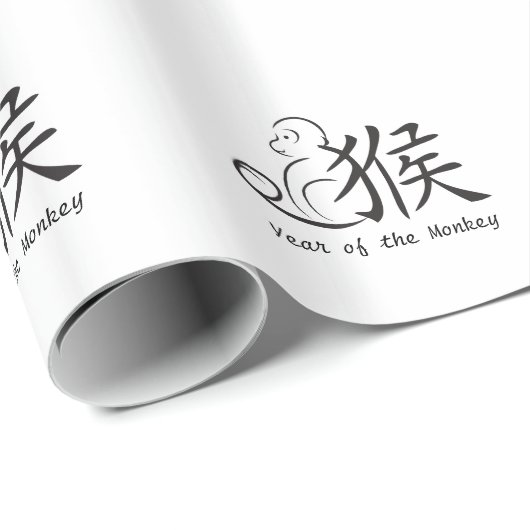 Jaar van de Monkeykalligrafie Tekening Cadeaupapier (Rol Hoek)