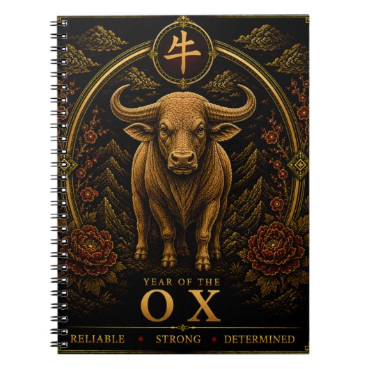 Jaar van de Os Luxe Chinees Dierriem Notitieboek (Voorkant)