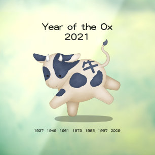 Jaar van de Os Schattig Dierkreisdier 2021 Decal