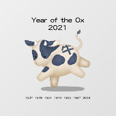 Jaar van de Os Schattig Dierkreisdier 2021 Decal (Vel)