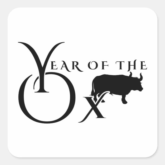 Jaar van de os vierkante sticker (Voorkant)