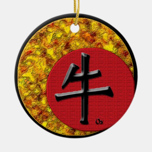 Jaar van de Ox: 2009 Keramisch Ornament (Voorkant)