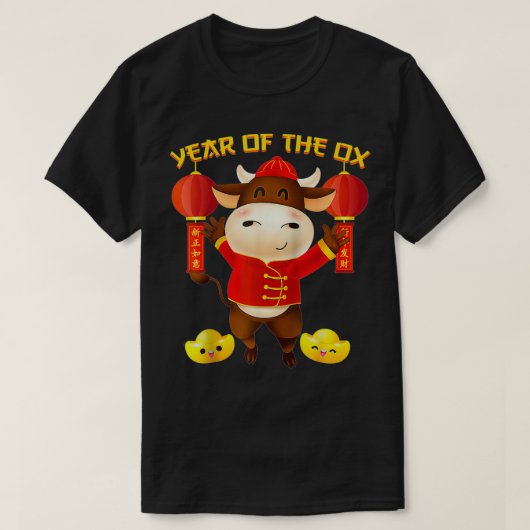 Jaar van de OX 2021 Grappig gelukkig Chinees Nieuw T-shirt (Design voorkant)
