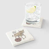 Jaar van de Ox Chinese Zodiac Animal Art Stenen Onderzetter (Zijkant)