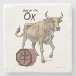 Jaar van de Ox Chinese Zodiac Animal Art Stenen Onderzetter