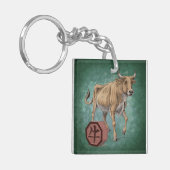 Jaar van de Ox Chinese Zodiac Art Sleutelhanger (Voorkant Links)