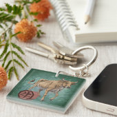 Jaar van de Ox Chinese Zodiac Art Sleutelhanger (Voorkant Rechts)