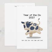 Jaar van de Ox Cute Zodiac 2021 Persoonlijk (Voorkant / Achterkant)