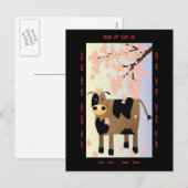 Jaar van de Ox Feestdagenkaart (Voorkant / Achterkant)