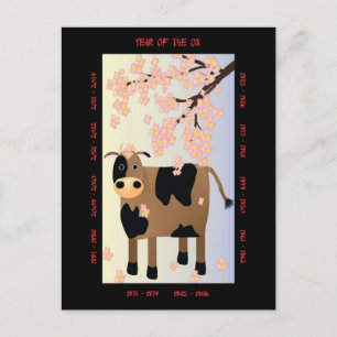 Jaar van de Ox Feestdagenkaart