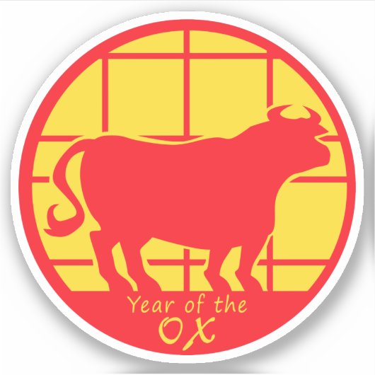 Jaar van de Ox Sticker (Voorkant)