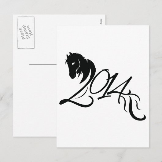 Jaar van de Paarden 2014 Feestdagenkaart (Voorkant / Achterkant)
