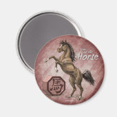 Jaar van de Paarden Chinese Zodiac Animal Art Magneet (Voorkant / Achterkant)