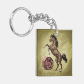 Jaar van de Paarden Chinese Zodiac Animal Art Sleutelhanger (Voorkant Links)