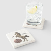 Jaar van de Paarden Chinese Zodiac Animal Art Stenen Onderzetter (Zijkant)