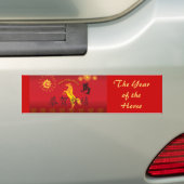 Jaar van de Paarden met de Golden Paard Bumpersticker (Op auto)