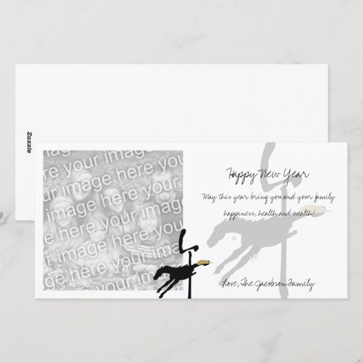 Jaar van de Paarden Nieuwjaar Fotokaarten Feestdagenkaart (Voorkant / Achterkant)