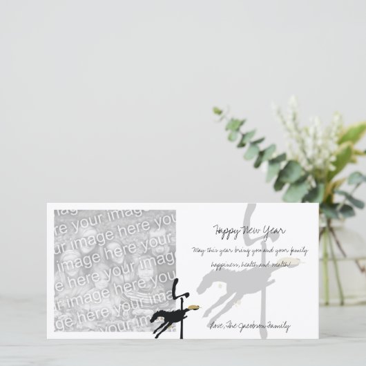 Jaar van de Paarden Nieuwjaar Fotokaarten Feestdagenkaart (Staand voorkant)