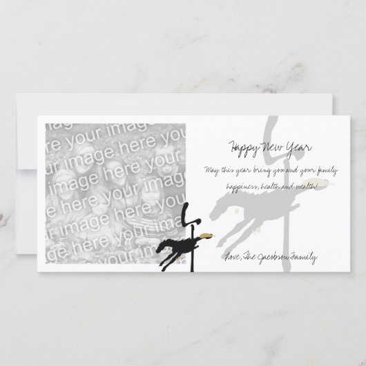 Jaar van de Paarden Nieuwjaar Fotokaarten Feestdagenkaart (Voorkant)