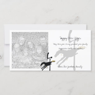 Jaar van de Paarden Nieuwjaar Fotokaarten Feestdagenkaart