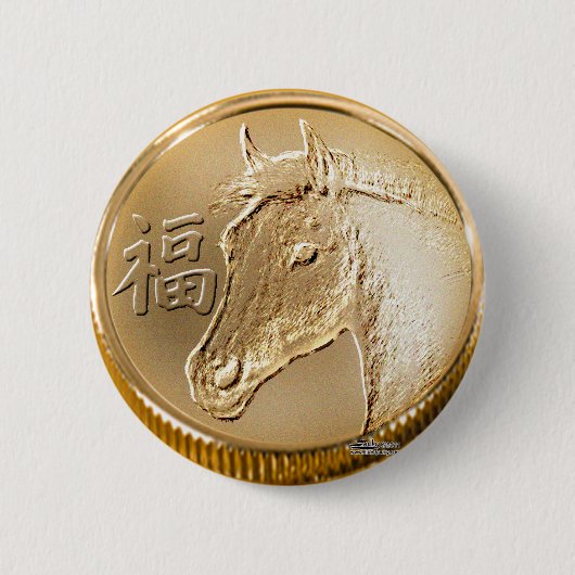 Jaar van de paarden ronde button 5,7 cm (Voorkant)