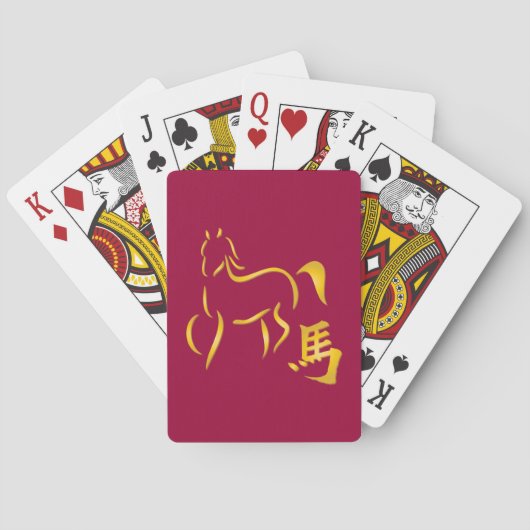 Jaar van de paardenkalligrafie pokerkaarten (Achterkant)