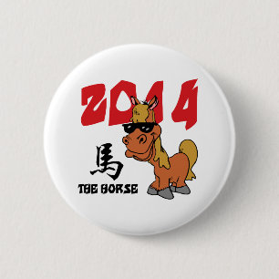 Jaar van de paardenpest 2014 ronde button 5,7 cm