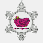 Jaar van de Ram - Funny Ram in Roze Tin Sneeuwvlok Ornament (Voorkant)