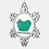 Jaar van de Ram - Grappige Ram in Groen Tin Sneeuwvlok Ornament (Rechts)