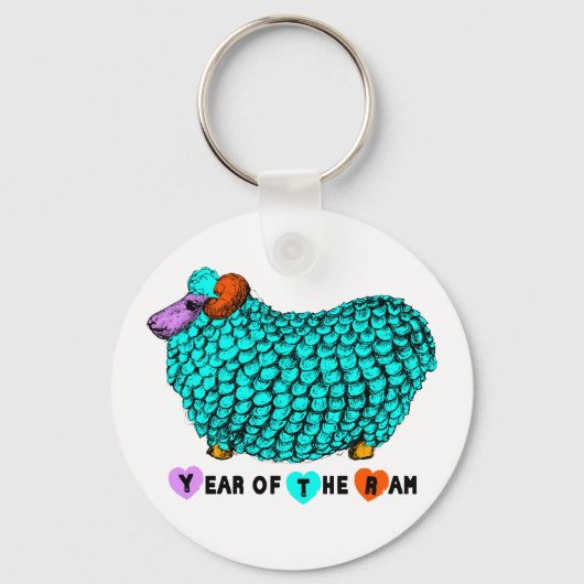 Jaar van de Ram Sheep of Goat Turquoise Sleutelhan Sleutelhanger (Voorkant)