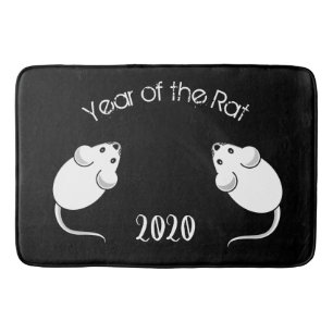 Jaar van de Rat 2020 Mice met Tekst Badmat