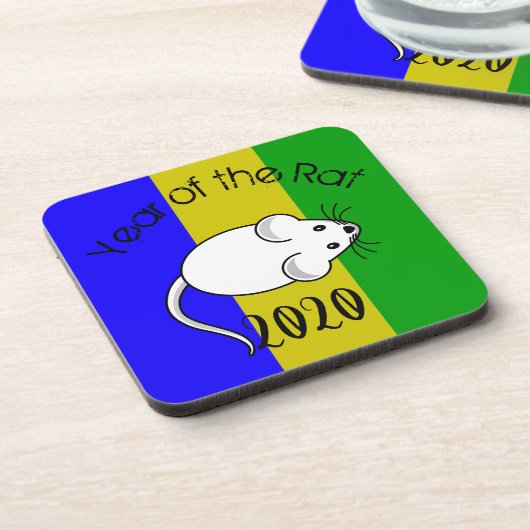 Jaar van de Rat 2020 muis met tekst Bier Onderzetter (Linkerzijde)