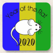 Jaar van de Rat 2020 muis met tekst Bier Onderzetter (Voorkant)