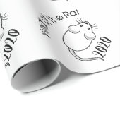 Jaar van de Rat 2020 muis met tekst Cadeaupapier (Rol Hoek)