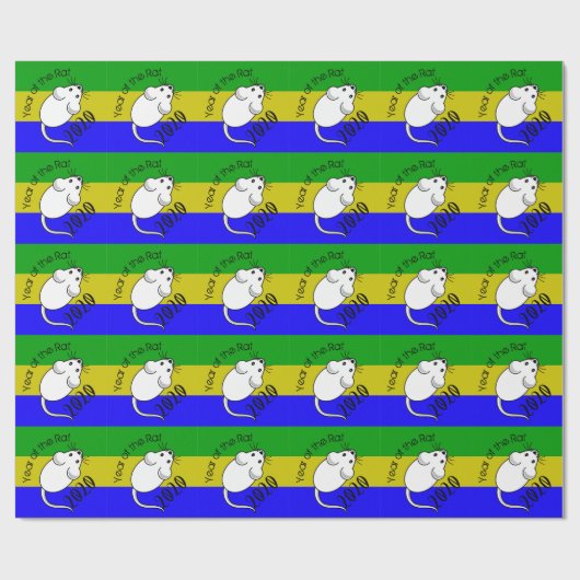 Jaar van de Rat 2020 muis met tekst Cadeaupapier (Vlak)