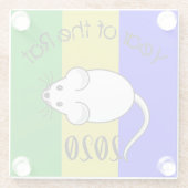 Jaar van de Rat 2020 muis met tekst Glazen Onderzetter (Achterkant)