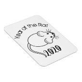 Jaar van de Rat 2020 muis met tekst Magneet (Rechterzijde)