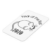 Jaar van de Rat 2020 muis met tekst Magneet (Linkerzijde)