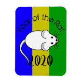 Jaar van de Rat 2020 muis met tekst Magneet (Verticaal)
