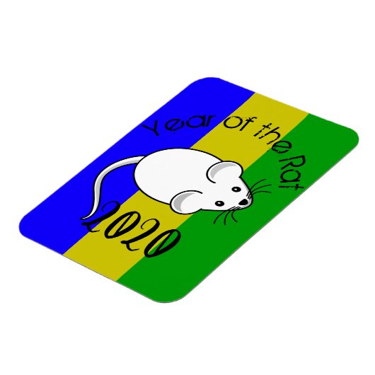 Jaar van de Rat 2020 muis met tekst Magneet (Linkerzijde)