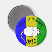 Jaar van de Rat 2020 muis met tekst Magneet (Voorkant / Achterkant)