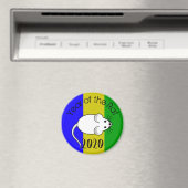 Jaar van de Rat 2020 muis met tekst Magneet (Insitu (Vaatwasser))